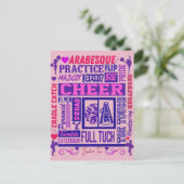 Girls Cheerlead Paarse Typografie Briefkaart (Staand voorkant)