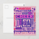 Girls Cheerlead Paarse Typografie Briefkaart (Voorkant / Achterkant)