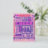 Girls Cheerlead Paarse Typografie Briefkaart (Staand voorkant)