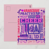 Girls Cheerlead Paarse Typografie Briefkaart (Voorkant / Achterkant)
