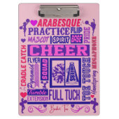 Girls Cheerlead Paarse Typografie Klembord (Voorkant)