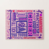 Girls Cheerlead Paarse Typografie Legpuzzel (Horizontaal)