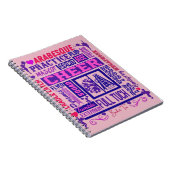 Girls Cheerlead Paarse Typografie Notitieboek (Rechterzijde)