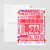 Girls Cheerlead Typografie in Red Briefkaart (Voorkant / Achterkant)