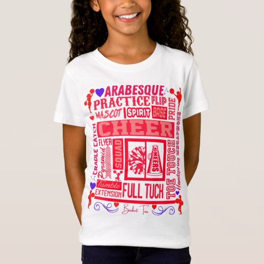 Girls Cheerlead Typografie in Red T-shirt (Voorkant)