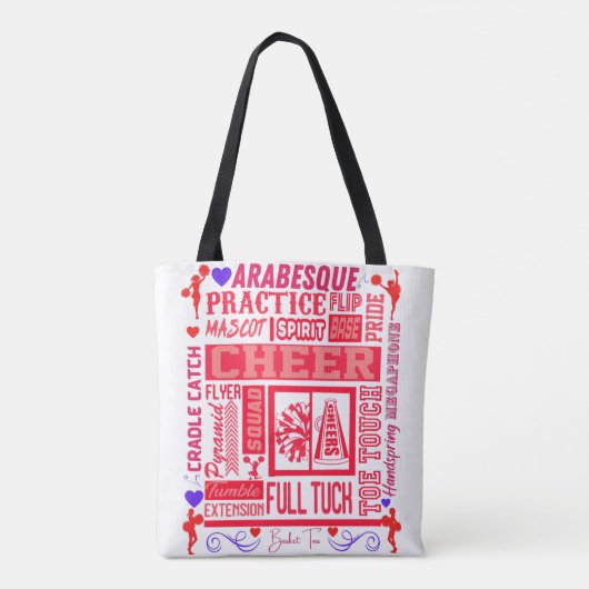 Girls Cheerlead Typografie in Red Tote Bag (Achterkant)