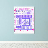Girls Cheerlead Typografie in roze en Paars Canvas Afdruk (Insitu (Houten vloer))