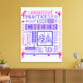 Girls Cheerlead Typografie in roze en Paars Canvas Afdruk (Insitu (Woonkamer))