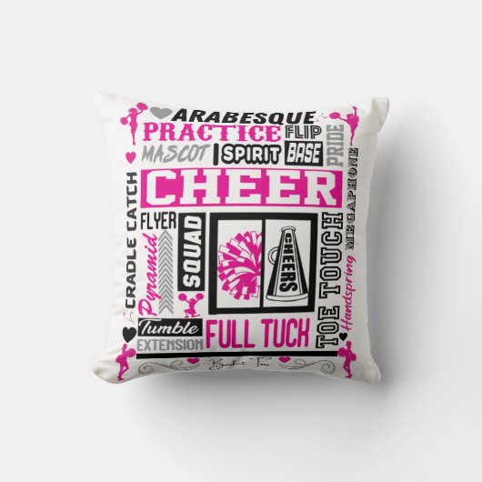 Girls Cheerlead Typography in Black and Pink Kussen (Voorkant)