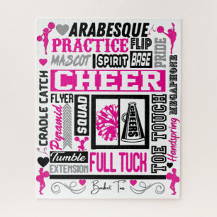 Girls Cheerlead Typography in Black and Pink Legpuzzel