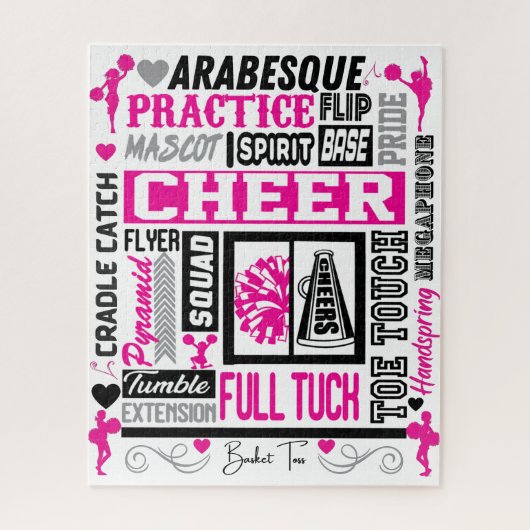 Girls Cheerlead Typography in Black and Pink Legpuzzel (Verticaal)
