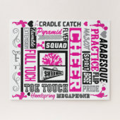 Girls Cheerlead Typography in Black and Pink Legpuzzel (Horizontaal)