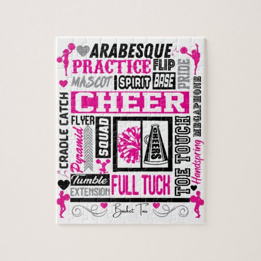 Girls Cheerlead Typography in Black and Pink Legpuzzel (Verticaal)