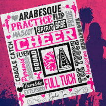 Girls Cheerlead Typography in Black and Pink