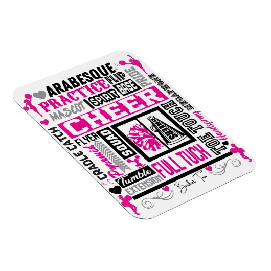 Girls Cheerlead Typography in Black and Pink Magneet (Rechterzijde)
