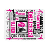 Girls Cheerlead Typography in Black and Pink Magneet (Horizontaal)