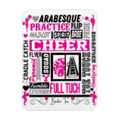 Girls Cheerlead Typography in Black and Pink Magneet (Verticaal)
