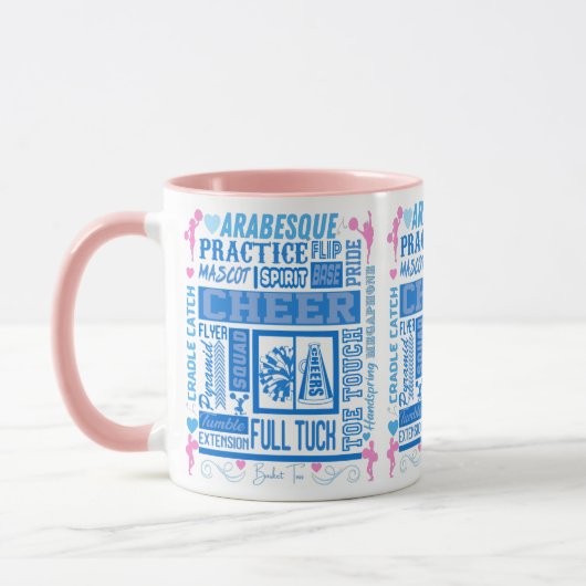 Girls Cheerlead Typography in Blue and Pink Mok (Links)