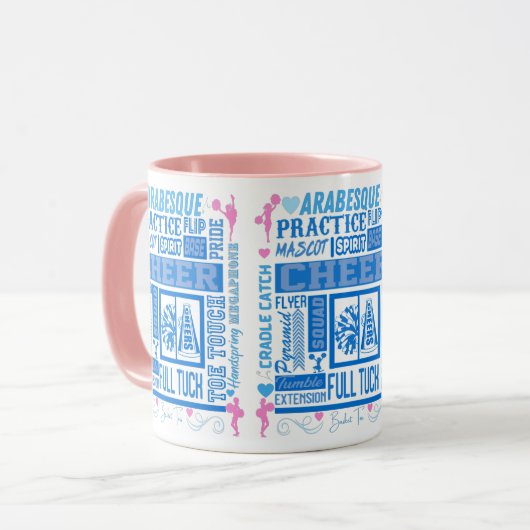 Girls Cheerlead Typography in Blue and Pink Mok (Voorkant links)