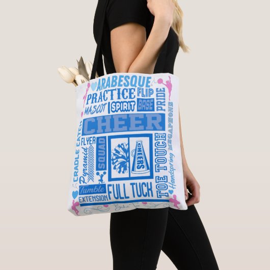 Girls Cheerlead Typography in Blue and Pink Tote Bag (Dichtbij)