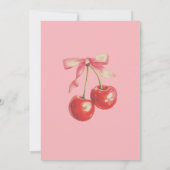 Girls Cherry First Birthday invitation  Kaart (Achterkant)
