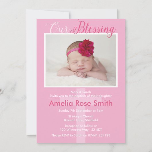 Girls Christening/Baptism Invitation Kaart (Voorkant)