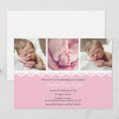 Girls Christening/Baptism Invitation Kaart (Voorkant / Achterkant)
