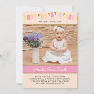 Girls Christening/Baptism Invitation Kaart