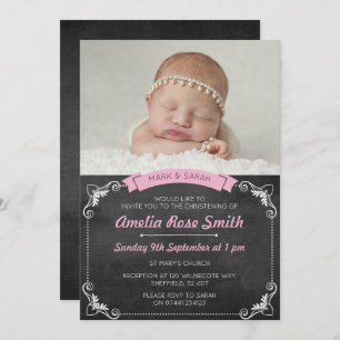 Girls Christening/Baptism Invitation Kaart