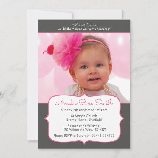 Girls Christening/Baptism Invitation Kaart (Voorkant)