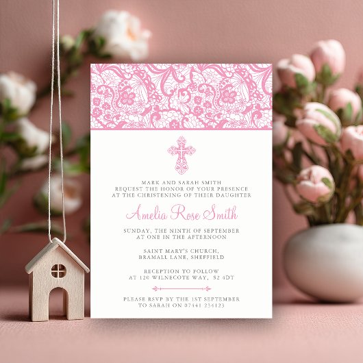 Girls Christening/Baptism Invitation Kaart