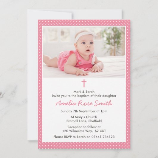 Girls Christening/Baptism Invitation Kaart (Voorkant)