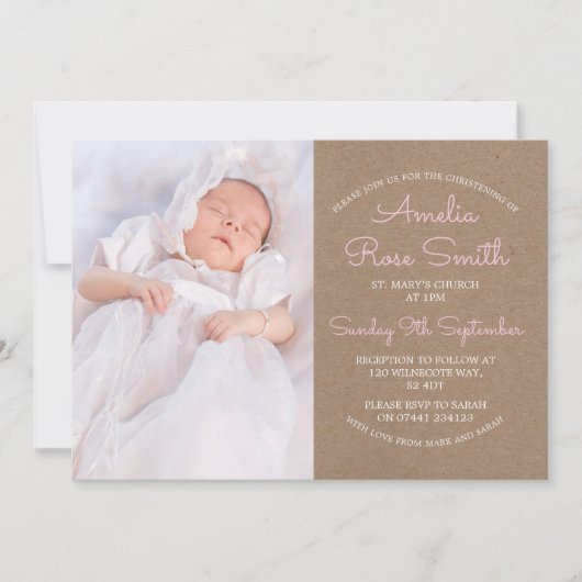 Girls Christening/Baptism Invitation Kaart (Voorkant)