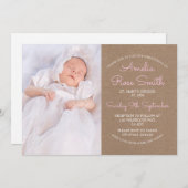 Girls Christening/Baptism Invitation Kaart (Voorkant / Achterkant)