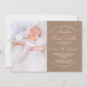 Girls Christening/Baptism Invitation Kaart