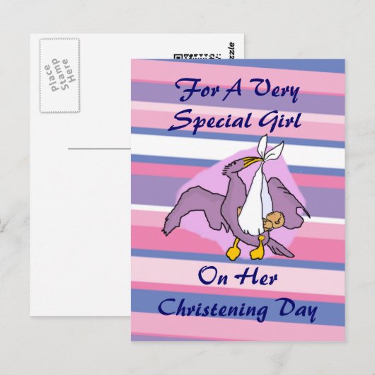 Girls Christening Bird Briefkaart (Voorkant / Achterkant)