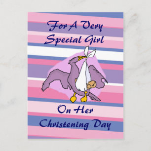 Girls Christening Bird Briefkaart