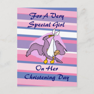 Girls Christening Bird Briefkaart