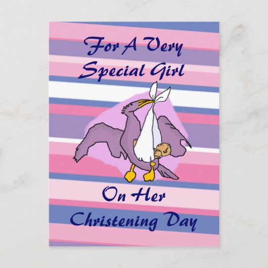 Girls Christening Bird Briefkaart (Voorkant)