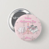 Girls Christening Wish Ronde Button 5,7 Cm (Voorkant /achterkant)