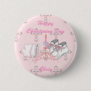 Girls Christening Wish Ronde Button 5,7 Cm