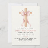 Girl's Christian Baptism Pink Bow Kaart (Voorkant)