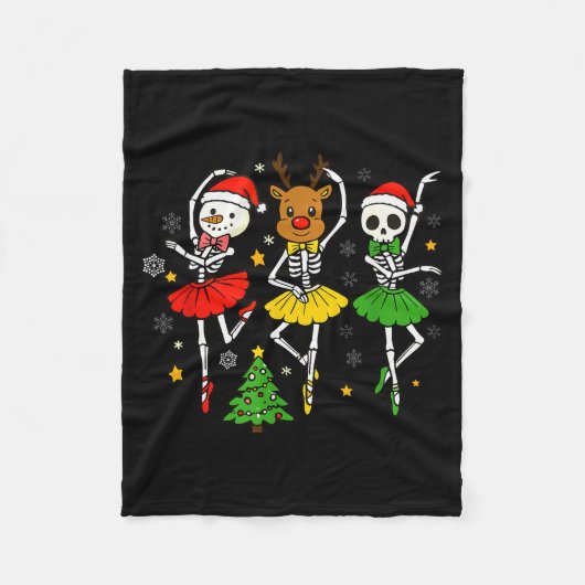 Girls Christmas Ballet Skeleton Ballerina Women Sk Fleece Deken (Voorkant)
