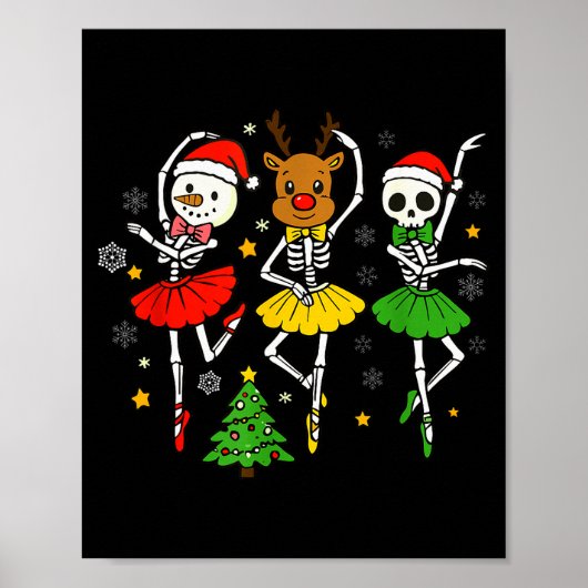 Girls Christmas Ballet Skeleton Ballerina Women Sk Poster (Voorkant)