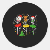 Girls Christmas Ballet Skeleton Ballerina Women Sk Ronde Sticker (Voorkant)