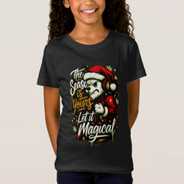 Girls' Christmas Bear DJ Edgy Holiday Magic Tee  T-shirt