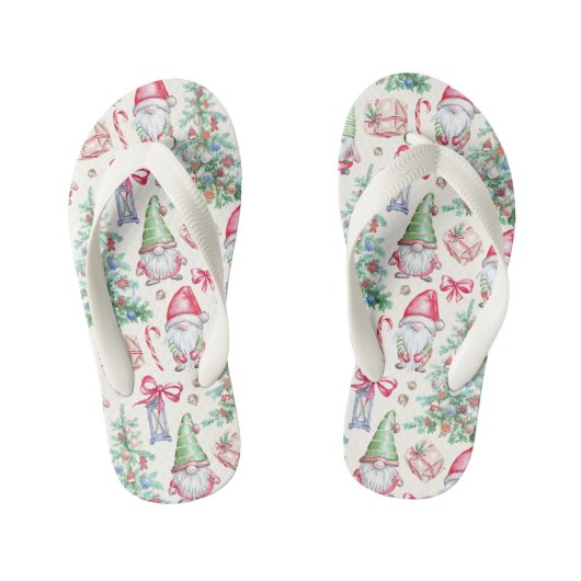  Girls Christmas Gnomes Holiday Flip Flops (Voetbed)