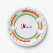 Girls' Circle Rainbow Name Lijst Papieren Bordje (Voorkant)