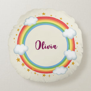 Girls' Circle Rainbow Name Lijst Rond Kussen