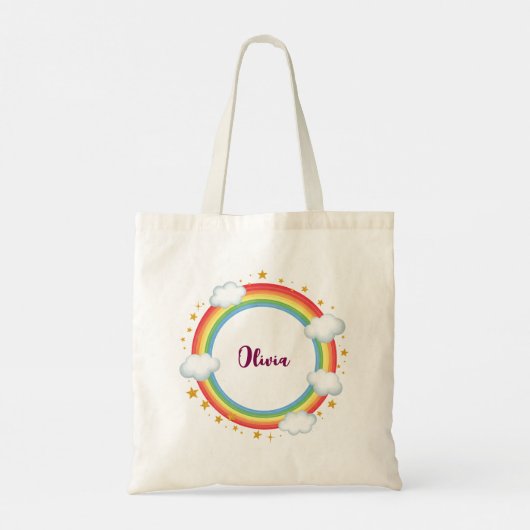 Girls' Circle Rainbow Name Lijst Tote Bag (Achterkant)